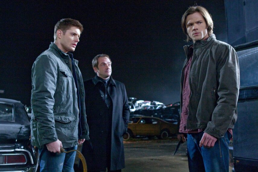 Jensen Ackles as Dean, Mark Sheppard as Crowley, and Jared Padalecki as Sam — 'Supernatural'