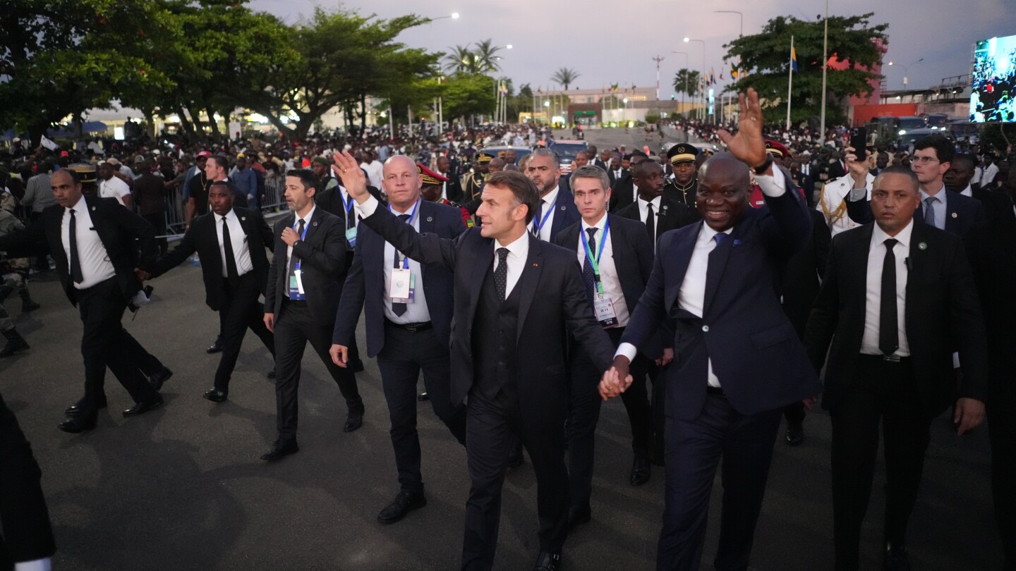 French President Emmanuel Macron visits Gabon, in photos